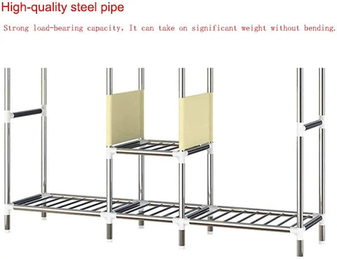 Kick-Ass Freestanding Portable Wardrobe with Zippered Doors and Heavy-Duty Frame showing high-quality steel pipe construction.