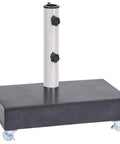 Black Granite Umbrella Base For Outdoor Patio, Sturdy Parasol Stand 45x25x8 Cm, with wheels and pole fitting