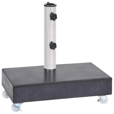 Black Granite Umbrella Base For Outdoor Patio, Sturdy Parasol Stand 45x25x8 Cm, with wheels and pole fitting