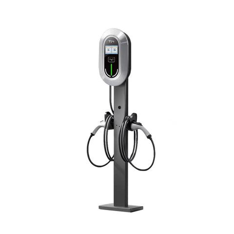 Heavy Duty Level 3 DC Fast EV Charging Station For Truck Parks And Commercial Job Sites With High Power Dispenser And No Sweat Plug In Setup For Fleet Operators Ready For Long Haul Routes, steel with dual nozzles.