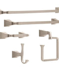 Bathroom accessory set including Brilliance Stainless Steel Double Wall Mounted Towel Hooks For Robes And Towels Hand Towel Holder.