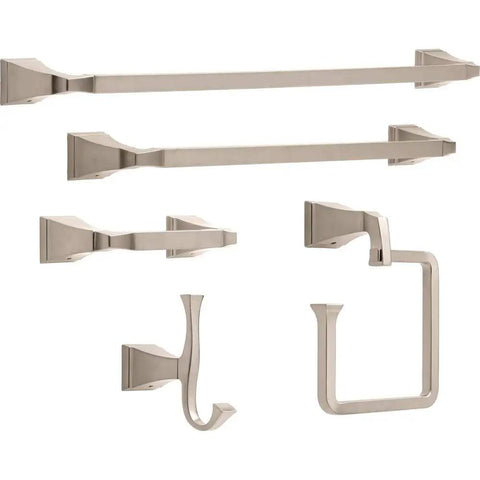 Bathroom accessory set including Brilliance Stainless Steel Double Wall Mounted Towel Hooks For Robes And Towels Hand Towel Holder.