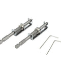 Super Cool Spring Loaded Screwdriver Bit Extension With Non Magnetic Grip For Slotted And Phillips Torx Bits In Silver. Two metal adapters and hex keys