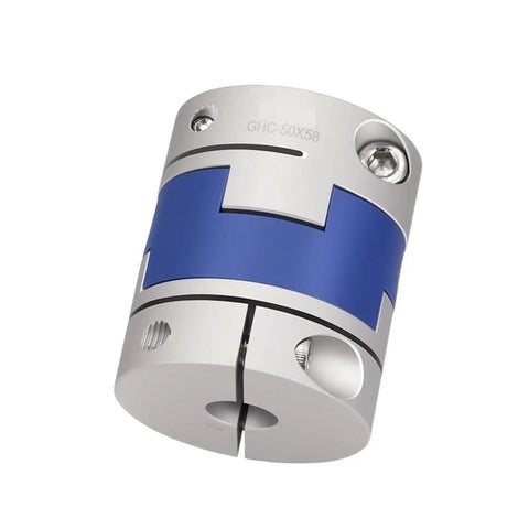 Heavy Duty Aluminum Alloy Flexible Oldham Coupling Shaft 5mm To 16mm For Encoder Applications in silver and blue color design.