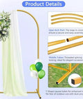 Six Foot Arch Backdrop Stand For Balloons And Garlands, Sturdy Metal Wedding Frame With Square Base Ground Nails, Easy Setup Gold Finish
