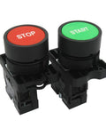 Momentary Start Stop Push Button Station With Red Mushroom Emergency Stop Switch 1NC Latching Stop And 1NO Momentary Start
