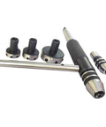 Pro 8-Piece Mt2 Lathe Tailstock Tap And Die Holder Combo Kit With Precision Morse Taper Shank, Full Tapping Set, Stop Handle, Premium Wooden Box For Serious Machinists. MT2 tap holder set with stop handle and shank