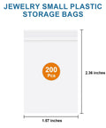Mini Clear Plastic Bags For Jewelry And Beads On The Go, 200 Pcs Resealable 1.57 By 2.36 Inch Baggies, 2.4 Mil Thick LDPE Zipper Bags