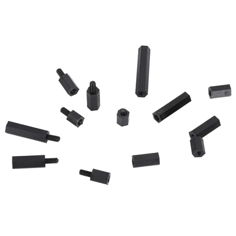 Durable Nylon Hex Spacer Standoff Kit With M3 Screws And Nuts 250 Piece Assorted Set For DIY UAV Drones And RC Projects Lightweight Non Conductive Pillars For Easy Assembly, black nylon hex spacers