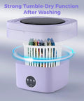 Portable Mini Washing Machine, 10 5 Liter Foldable Compact Laundry Spin Dryer With Quick Timer, showing strong tumble-dry function.