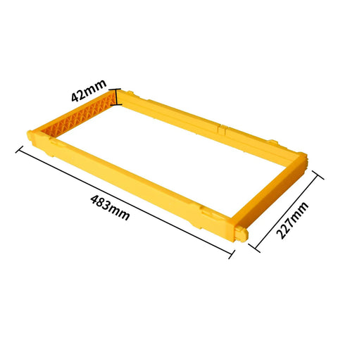 Yellow frame from Five Pack Durable Plastic Beehive Frames With A 3 In 1 Design For Wires Wax Foundations And Honeycomb Cassettes
