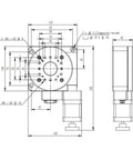 Technical drawing of Precision Electric Rotating Platform For Optical Alignment, Pro Grade Motorized 100mm Rotation Stage with Worm Drive