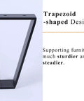 10 Inch Trapezoid Hairpin Furniture Legs Set Of 4, Solid Cold Rolled Steel, Black Finish, showing one leg upright