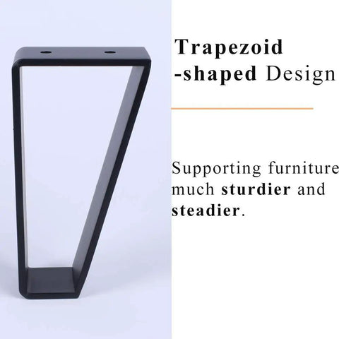 10 Inch Trapezoid Hairpin Furniture Legs Set Of 4, Solid Cold Rolled Steel, Black Finish, showing one leg upright