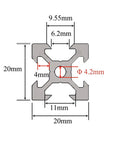 Technical diagram of 4 Pack 300mm V Slot Aluminum Extrusions with dimensions for DIY 3D Printers and CNC Machines.