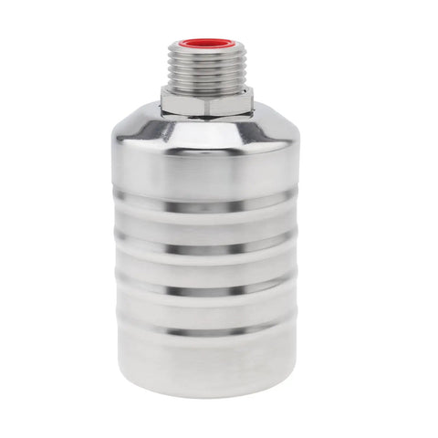 Auto Fill Float Valve 1/2 To 3/4 Inch With 304 Stainless Steel Construction, Durable Water Level Shutoff Valve For Trough Systems, Includes 2 O-Rings, Elbow, And 1/2 To 3/4 Inch Adapter, front view