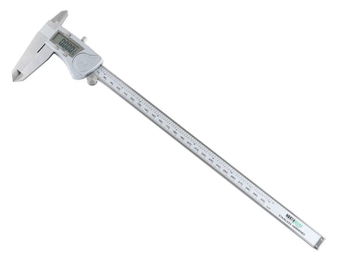 Electronic Digital Caliper For Inside Outside Depth And Step Measurements, 0 To 12 Inch Or 0 To 300 mm Range, Extra Large LCD, IP54 Water Resistant, Stainless Steel, 0.0005 Inch Resolution, 0.04 mm Accuracy For Shop Pros
