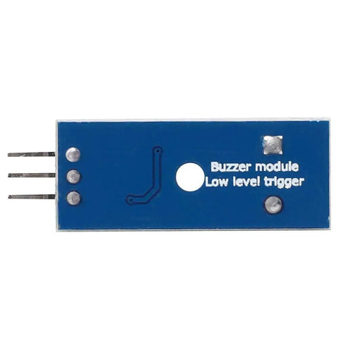 Close-up of 5 Pack Passive Buzzer Module For DIY Projects With LED Ready Low Level Sound 3.3V To 5V 3 Pins Mounting Nuts Included Customizable Tone Frequency Do Re Mi Do Perfect For Arduino Electronics Geeks And Maker Creations showing the blue circuit board with 3-pin interface.