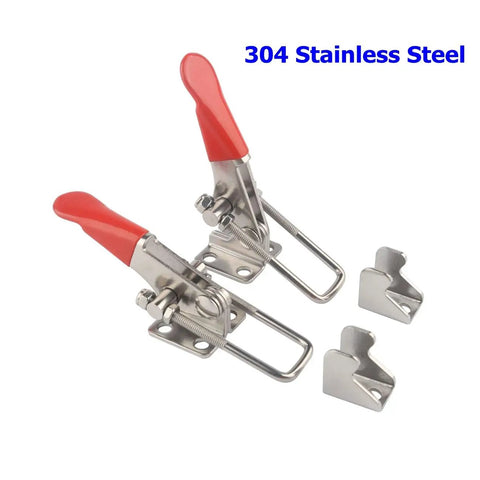 Beefy Heavy Duty Quick Release Toggle Clamp Set Adjustable Stainless Steel 304 With 400 Lbs Holding Capacity, shown in 2-pack