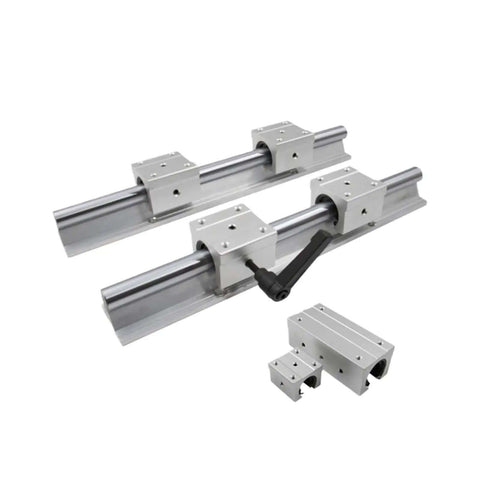 Smooth SBR12 Linear Guide Rail Kit With 4 Sliding Block Bearings And Two Precision Support Bars For CNC Routers Plus Lock Tool For Zero Stick Slip Action, SBR12 rails and blocks