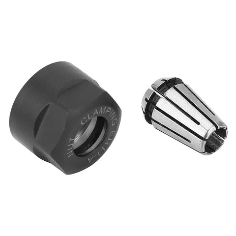 Premium ER11 Chuck Collet Set with High Clamping Nuts For CNC Milling And Engraving Machine Made From Tough Spring Steel showing nuts and collet.