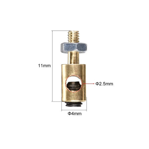 RC Airplane Push Rod Linkage Stoppers Kit With 4mm Body And 2.5mm Hole, 11mm Length Copper Connectors, shown with dimensions