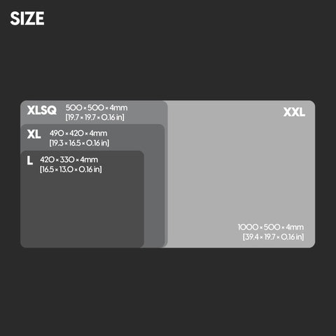 Extra Large Soft Gaming Mouse Pad With Buttery Smooth Glide Surface And Textured Control Layer To Lock In Precision Aiming And Crush Ranked Matches In Jet Black Desk Mat sizes displayed on black background.