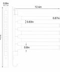 Diagram of Rotating Towel Rack For Bathroom Kitchen And Balcony, Space Saving Over The Door Towel Holder, dimensions shown