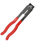 Heavy Duty Carbon Steel CV Boot Clamp Plier Built Tough With Rock Solid Grip For Smooth Universal Drive Shaft Joint Crimping Knockout Garage Essential For Fuel Hoses Cooling Lines And Vacuum Tubes Red Edition with red rubber grip handles.