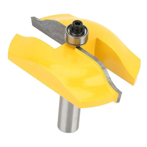 Pro Grade Cove Raised Panel Router Bit Half Inch Shank Cemented Carbide Door Milling Cutter with yellow heat coating.