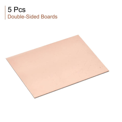 Double Sided Copper Clad PCB Boards 100mm By 70mm By 1mm FR4 Glass Fiber Prototyping Kit For Circuit Projects, Pack of 5