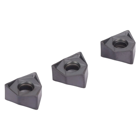 Three black-coated carbide indexable turning inserts with center holes for CNC lathe milling