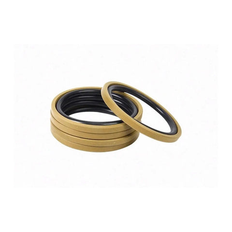 Stacked yellow and black One Piece Hydraulic Cylinder Seal For Reciprocating Or Oscillating Piston Rods Two Way Wear Seal Washer PTFE NBR Material