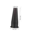 5 Pcs Steel Tapered Sleeve Handle Connectors For Garden Hoe And Rake Replacement Ferrule Parts, shown with dimensions, black color