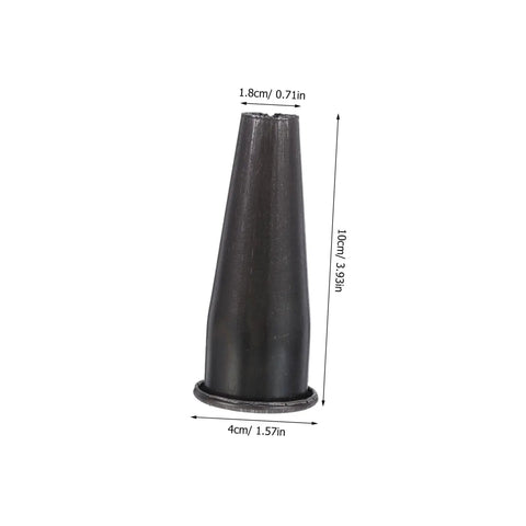 5 Pcs Steel Tapered Sleeve Handle Connectors For Garden Hoe And Rake Replacement Ferrule Parts, shown with dimensions, black color