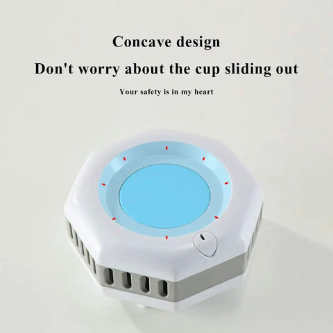 2 In 1 Smart Cup Electric Beverage Warmer And Cooler Chill Or Heat Your Daily Drinks Straight Up Temperature Control Desk Heater Mug with concave design.