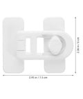 White childproof cabinet lock measuring 2.95in x 2.36in for ovens and fridges. Part of 4 Pack Kidproof Cabinet Locks For Oven And Refrigerator Durable Multi-Functional Door Locks For Home And Daycare Keeps Tiny Hands Safe Easy Install Anti-Open Safety Locks For Cabinets.