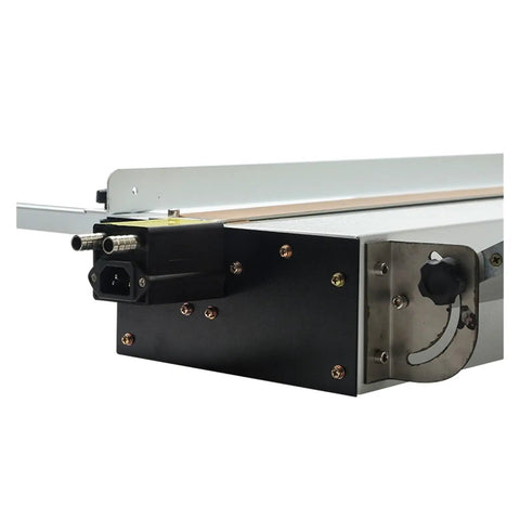 Real Deal Acrylic Bender And Portable Plastic Sheet Heater With Adjustable Angle Regulator and Water Cooled System for Knockout Sign Projects, close up view.