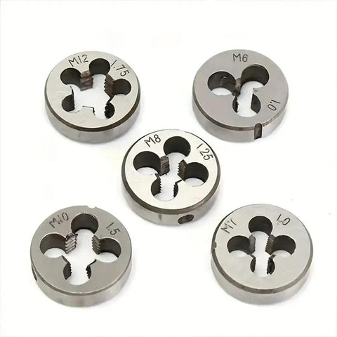 Dope 12 Piece Metric Tap And Die Set M3 To M12 For Bolt Nut Repair With Reamers Straight Thread Plugs Alloy Steel Cutting Tools For Rusty Stripped Threads Restoration Kit, M1.0-M18 dies