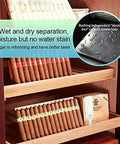 Beefy 380L Electric Cigar Humidor cabinet interior showing cedar shelves with cigars, humidity control features, and black box condensation tray.
