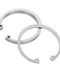Heavy Duty Stainless Steel C Clip Retaining Rings Kit For Grooved Shafts A Workhorse Snap Ring Set. Two overlapping C-clips in view.