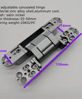Heavy Duty Invisible Concealed 3 Way Adjustable Butt Hinge For Wooden Doors With 180 Degree Opening Zinc Aluminum Alloy 6 By 2.5 By 1 Inch Built To Last Easy Install For Commercial Residential Industrial Doors