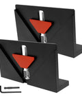 Heavy Duty CNC Aluminum Right Angle Spline Jig Set, Rock Solid Dovetail Corner Clamps for No Sweat Frame Assembly, features robust black clamps.