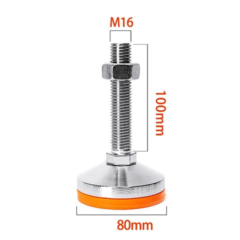Bulletproof M12 And M16 Carbon Steel Leveling Screw Legs with quick release foot pads, M16 size, 100mm height, 80mm base.
