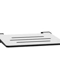 18 Inch SlimLine Folding Wall Mount Shower Bench Seat With White Phenolic Seat And Matte Black Frame, Easy Fold, Space Saving, Safe Bath Upgrade