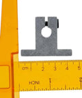 Four Pack Aluminum Linear Rail Shaft Supports For 8mm Diameter Shafts shown with orange measuring tool for scale.
