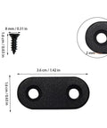 Top Shelf Black Straight Corner Braces Heavy Duty Flat Steel Angle Mounts Paired With All Matching Screws Included For Rock Solid Furniture Reinforcement And No Sweat Home Fixes showing flat black steel brace and matching screw.