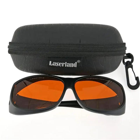 Multi-Wavelength OD6 Laser Safety Goggles With UV Blue And Green Light Filter For Precision Labs And Workshops Pro Level Eye Protection That Slays Hazards Durable Frames And CE Certified Gear You Can Trust in a carrying case.