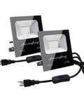 Beefy 30W LED Flood Light With 5 Ft Cable And Switch, Ultra Bright Outdoor Spotlight For Porch Garage Patio, IP66, 2 Pack