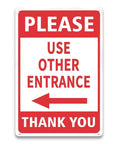 Other Entrance Sign With Left Arrow 8 By 12 Inch Metal Entrance Sign For Business Parking Lot Warehouse Home Outdoor Indoor Waterproof And UV Resistant Double Sided With Pre Drilled Holes, red sign